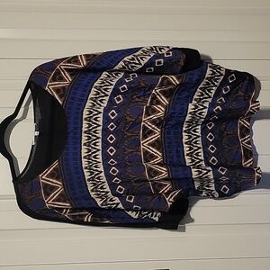 Collective Concepts Black & Blue Geometric Blouse preowned 2x